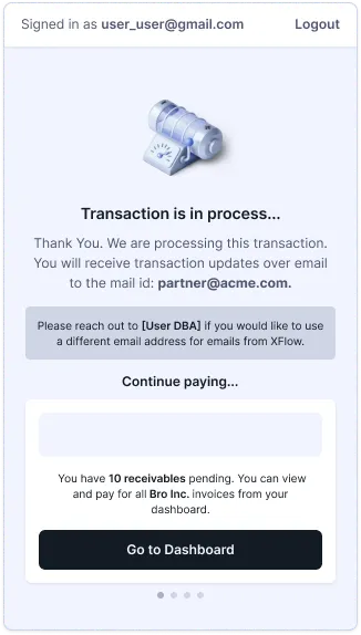Payment confirmation summary