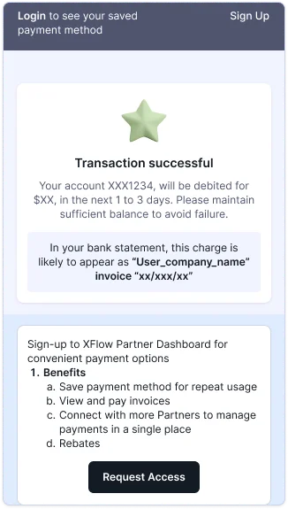 Payment success with transaction details